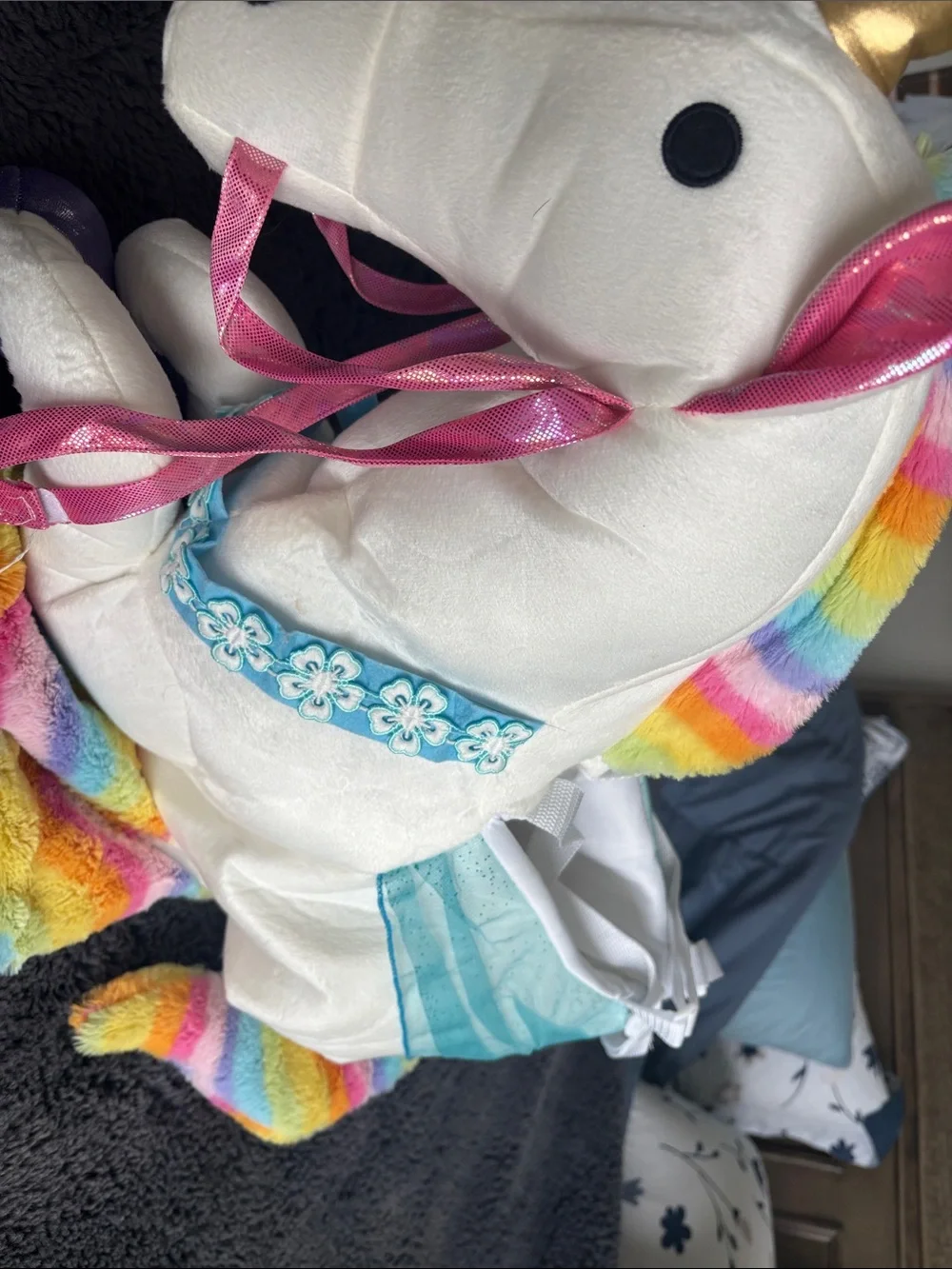 Spirit Unicorn Ride-Along Toddler Costume — White with Rainbow Accents - Picture 5 of 5